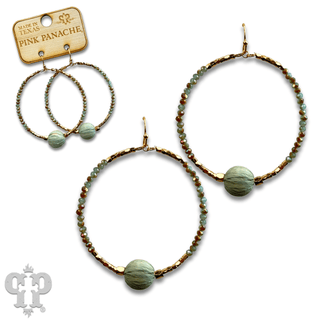 Seed bead circle earring with raffia bead and Austrian crystal - last call - Boutique Bella BellaEarrings