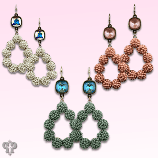 Seed bead cluster teardrop earring with Austrian crystal - Boutique Bella BellaEarrings