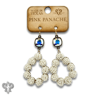 Seed bead cluster teardrop earring with Austrian crystal - Boutique Bella BellaEarrings
