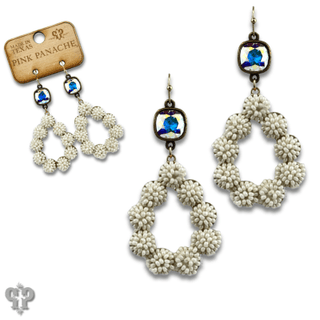Seed bead cluster teardrop earring with Austrian crystal - Boutique Bella BellaEarrings
