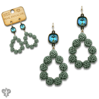 Seed bead cluster teardrop earring with Austrian crystal - Boutique Bella BellaEarrings