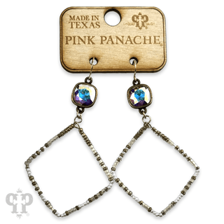 Seed bead diamond shape earring with Austrian crystal - Boutique Bella BellaEarrings