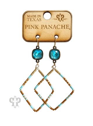 Seed bead diamond shape earring with Austrian crystal - Boutique Bella BellaEarrings