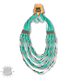 Seed bead multi-strand necklace set - Boutique Bella BellaJewelry Set