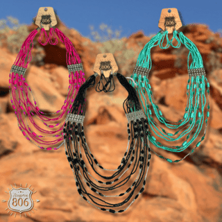 Seed bead multi-strand necklace set - Boutique Bella BellaJewelry Set