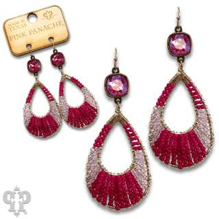 Seed bead teardrop earring with an Austrian crystal - LC - Boutique Bella BellaEarrings