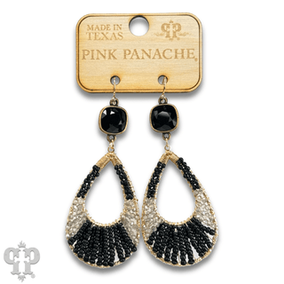 Seed bead teardrop earring with an Austrian crystal - LC - Boutique Bella BellaEarrings