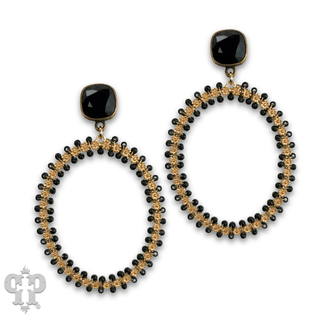 Seed bead wrapped oval earring with Austrian crystal - Boutique Bella BellaEarrings