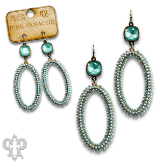 Seed bead wrapped oval shape earring with Austrian crystal - Boutique Bella BellaEarrings