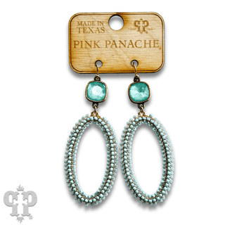 Seed bead wrapped oval shape earring with Austrian crystal - Boutique Bella BellaEarrings