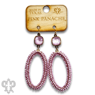 Seed bead wrapped oval shape earring with Austrian crystal - Boutique Bella BellaEarrings