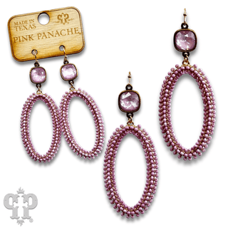 Seed bead wrapped oval shape earring with Austrian crystal - Boutique Bella BellaEarrings