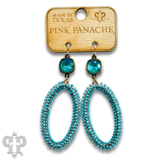 Seed bead wrapped oval shape earring with Austrian crystal - Boutique Bella BellaEarrings