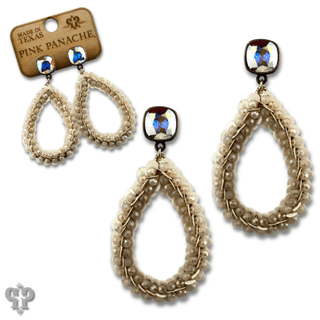 Sequin and faceted bead teardrop earring with Austrian crystal - Boutique Bella BellaEarrings