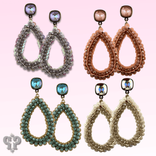 Sequin and faceted bead teardrop earring with Austrian crystal - Boutique Bella BellaEarrings