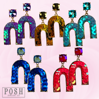 Sequin arch rhinestone earring, last call - Boutique Bella BellaEarrings