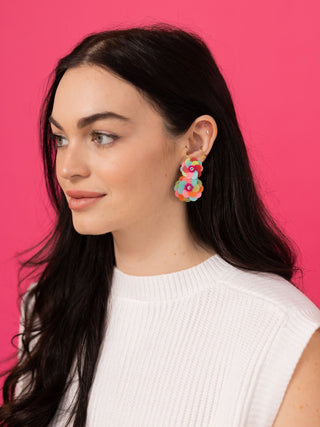 Sequin Flower Earrings - Multi - Boutique Bella BellaDistress