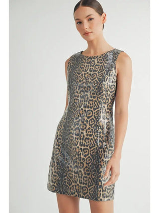 Sequin Leopard Mini Dress - Boutique Bella BellaMini Dress