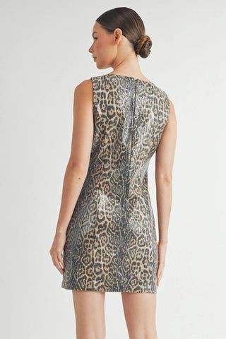 Sequin Leopard Mini Dress - Boutique Bella BellaMini Dress