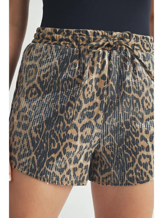 Sequin Leopard Shorts - Boutique Bella BellaShorts