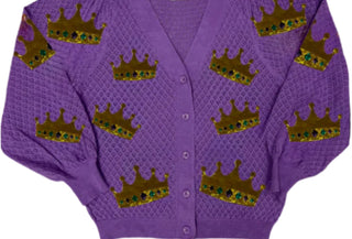 Sequins Sensation - Mardi Gras Crown Takeover Cardigan - Boutique Bella BellaSparkle City Co.