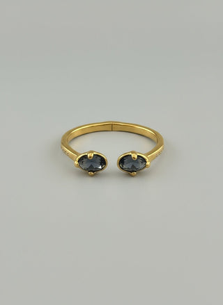 SER DESLUMBRANTE - Gold Cuff Bracelet with Two Grey Crystals - Boutique Bella BellaUno de 50 - Bracelet