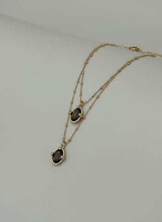 SER DESLUMBRANTE - Gold Double Grey Crystal Necklace - Boutique Bella BellaUno de 50 - Necklace
