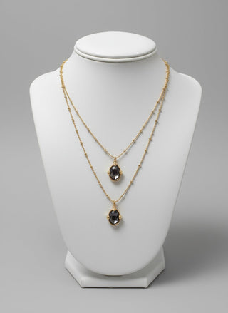 SER DESLUMBRANTE - Gold Double Grey Crystal Necklace - Boutique Bella BellaUno de 50 - Necklace