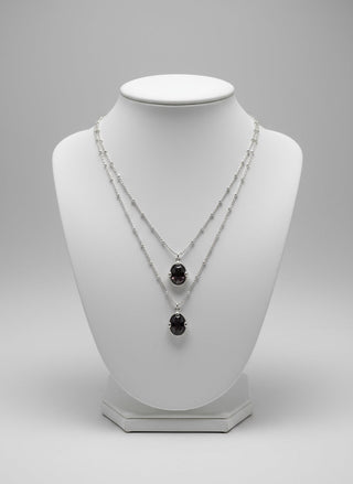 SER DESLUMBRANTE - Silver Double Grey Crystal Necklace - Boutique Bella BellaUno de 50 - Necklace