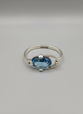 SER DESLUMBRANTE - Silver Rigid Bracelet with Aqua Crystal - Boutique Bella BellaUno de 50 - Bracelet