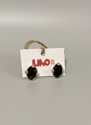 SER DESLUMBRANTE - Silver Stud Earrings with Grey Faceted Crystal - Boutique Bella BellaUno de 50 - Earrings