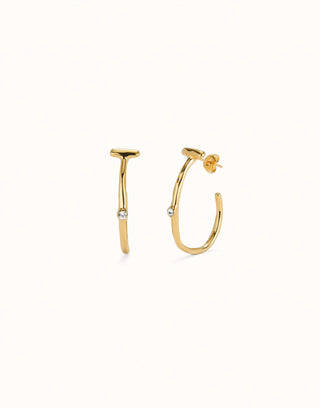 Ser Indomable Gold - Hoop earrings with white topaz - Boutique Bella BellaUno de 50 - Earrings