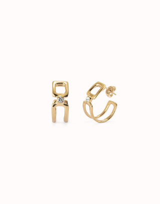 Ser Indomable Link Gold - Hoop earrings with white topaz - Boutique Bella BellaUno de 50 - Earrings