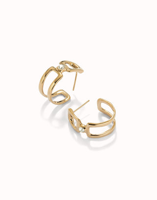 Ser Indomable Link Gold - Hoop earrings with white topaz - Boutique Bella BellaUno de 50 - Earrings