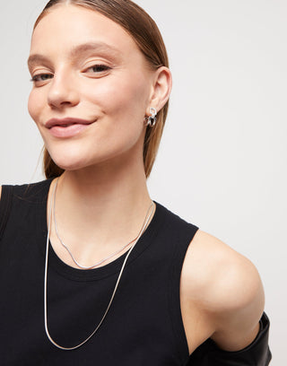 Ser Indomable Link Silver - Hoop earrings with white topaz - Boutique Bella BellaUno de 50 - Earrings