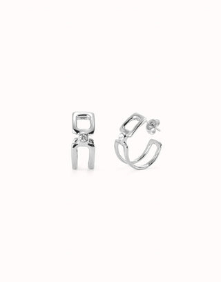 Ser Indomable Link Silver - Hoop earrings with white topaz - Boutique Bella BellaUno de 50 - Earrings