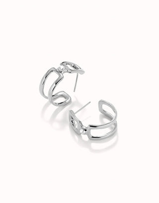 Ser Indomable Link Silver - Hoop earrings with white topaz - Boutique Bella BellaUno de 50 - Earrings
