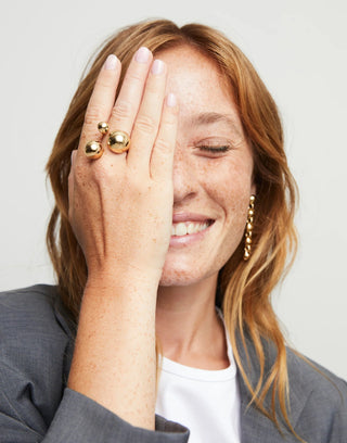 Ser Intrepida - 3 Bubble Shaped Beads Ring - Gold - Boutique Bella BellaUno De 50 - Ring