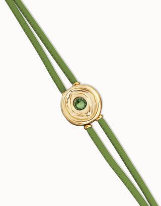 Ser Intuitiva August - Double Green leather birthstone bracelet with eye - Boutique Bella BellaUno de 50 - Bracelet