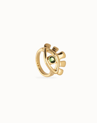 Ser Intuitiva - Eye - shaped ring with faceted green crystal - Boutique Bella BellaRing