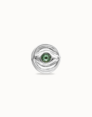 Ser Intuitiva - Eye - shaped signet ring with faceted green crystal - Boutique Bella Bella