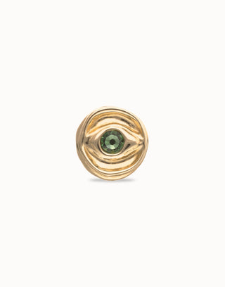 Ser Intuitiva - Eye - shaped signet ring with faceted green crystal - Boutique Bella BellaRing