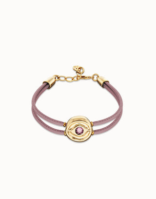 Ser Intuitiva February - Double lilac leather birthstone bracelet with eye - Boutique Bella BellaUno de 50 - Bracelet