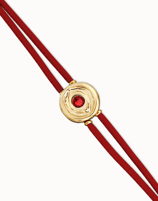 Ser Intuitiva July - Double Red leather birthstone bracelet with eye - Boutique Bella BellaUno de 50 - Bracelet