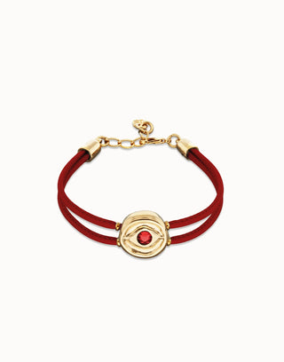 Ser Intuitiva July - Double Red leather birthstone bracelet with eye - Boutique Bella BellaUno de 50 - Bracelet