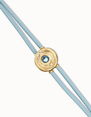 Ser Intuitiva March - Double light blue leather birthstone bracelet with eye - Boutique Bella BellaUno de 50 - Bracelet