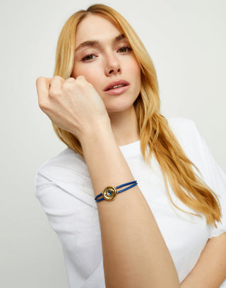Ser Intuitiva September - Double blue leather birthstone bracelet with eye - Boutique Bella BellaUno de 50 - Bracelet