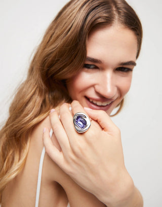 Ser Valiente - Ring with Purple crystal - Boutique Bella BellaUno De 50 - Ring