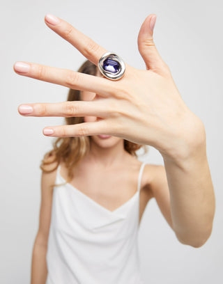 Ser Valiente - Ring with Purple crystal - Boutique Bella BellaUno De 50 - Ring