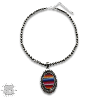 Serape print oval necklace - Boutique Bella BellaNecklaces